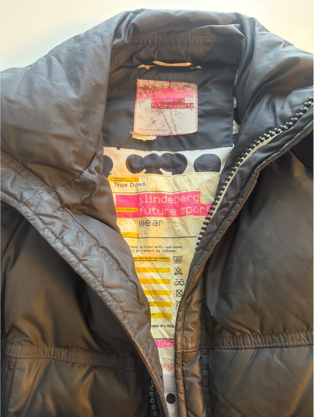 J.Lindeberg Black Down Puffer Jacket with Leather Details